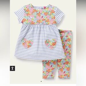 Baby Boden Floral Jersey Dress Set in Ivory Tropical Flowerbed
